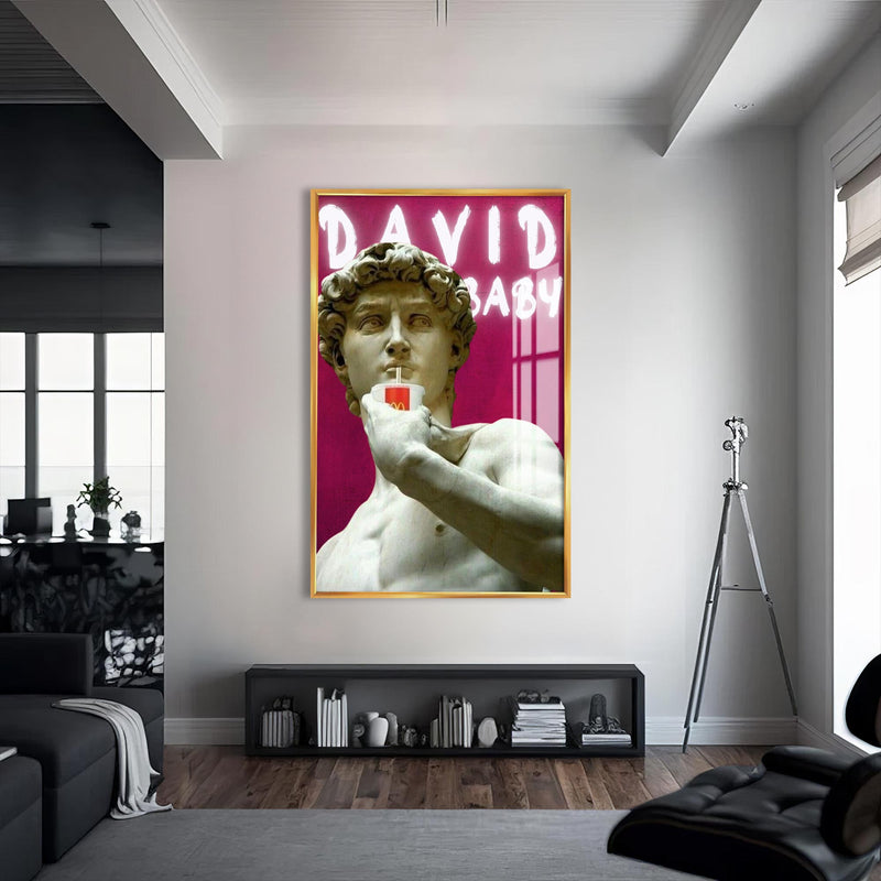 David Baby Cam tablo – Altın Çerçeveli Cam Tablo