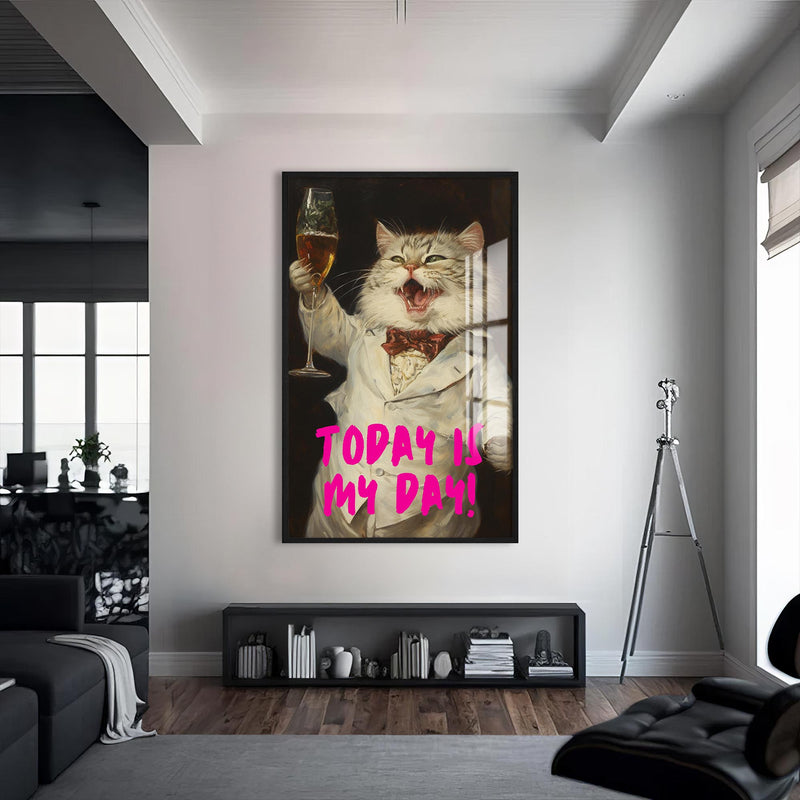 Today Is My Day Cam Tablo – Siyah Çerçeveli Cam Tablo