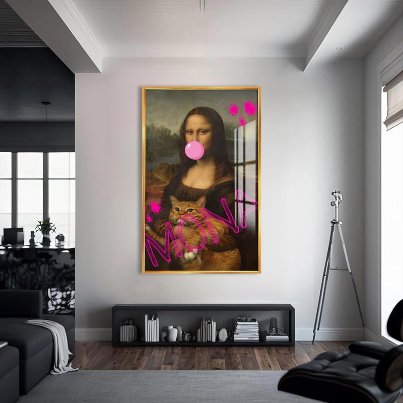 Mona Lisa’ya Cam tablo – Altın Çerçeveli Cam Tablo