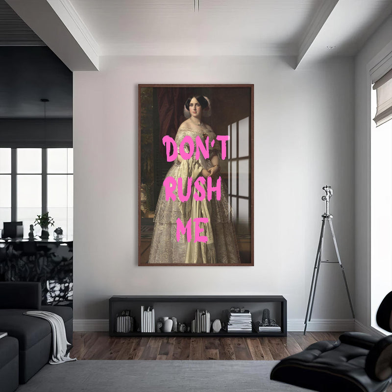 Don’t Rush Me Cam tablo – Ceviz Çerçeveli Cam Tablo