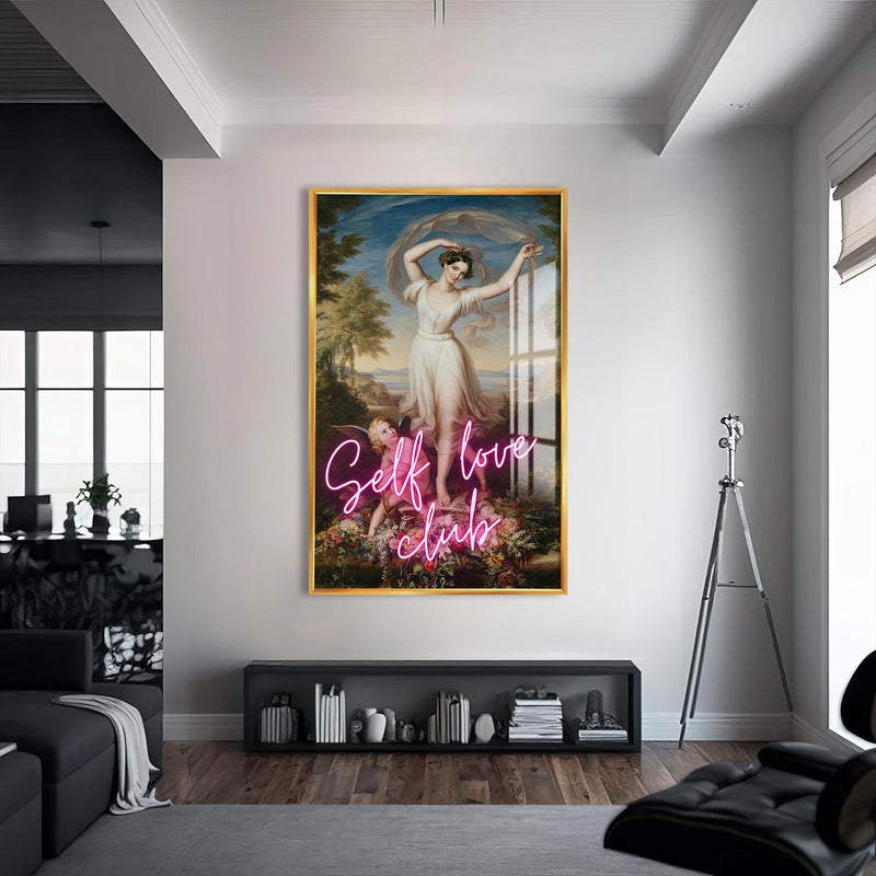Self Love Club Cam tablo – Altın Çerçeveli Cam Tablo