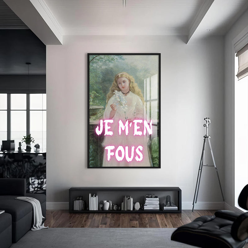 Je M’en Fous Cam tablo – Siyah Çerçeveli Cam Tablo
