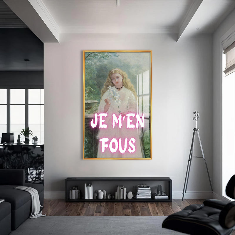Je M’en Fous Cam tablo – Altın Çerçeveli Cam Tablo
