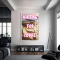 Waiting for Coffee Cam tablo – Beyaz Çerçeveli Cam Tablo