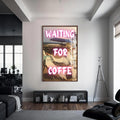 Waiting for Coffee Cam tablo – Ceviz Çerçeveli Cam Tablo