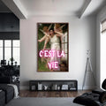 C’est La Vie Cam tablo – Ceviz Çerçeveli Cam Tablo