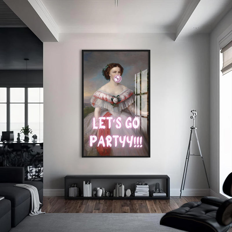 Let’s Go Party Cam tablo – Siyah Çerçeveli Cam Tablo