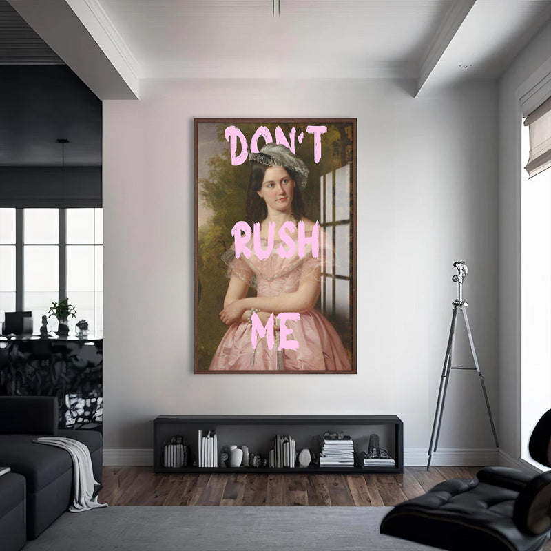 Don’t Rush Me Cam tablo – Ceviz Çerçeveli Cam Tablo