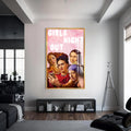 Girls Night Out Cam tablo – Altın Çerçeveli Cam Tablo