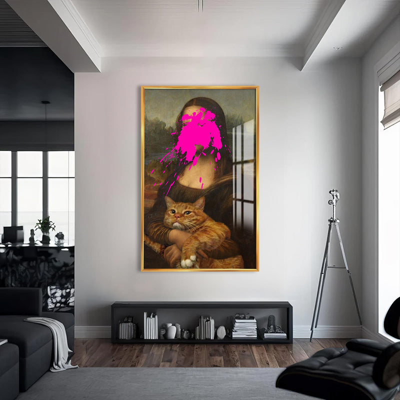ink Splash Mona Cam tablo – Altın Çerçeveli Cam Tablo