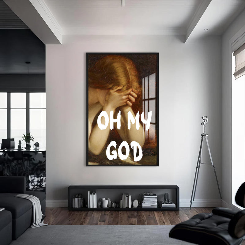 Oh My God Cam tablo – Siyah Çerçeveli Cam Tablo