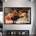 Busy Chatting Cam tablo – Siyah Çerçeveli Cam Tablo
