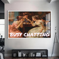 Busy Chatting Cam tablo – Beyaz Çerçeveli Cam Tablo