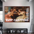 Busy Chatting Cam tablo – Ceviz Çerçeveli Cam Tablo