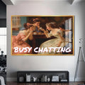 Busy Chatting Cam tablo – Altın Çerçeveli Cam Tablo