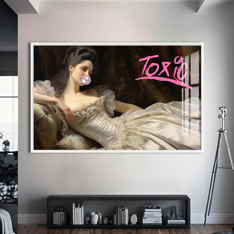 Toxic Cam tablo – Beyaz Çerçeveli Cam Tablo