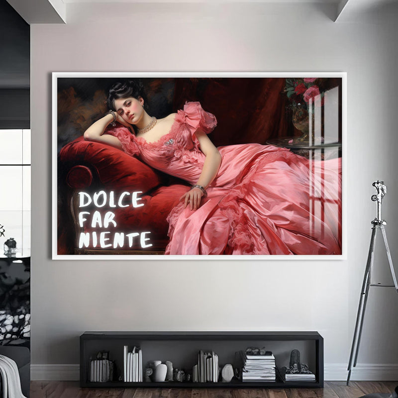 Dolce Far Niente Cam tablo – Beyaz Çerçeveli Cam Tablo