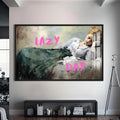 Lazy Day Cam tablo – Siyah Çerçeveli Cam Tablo