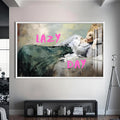 Lazy Day Cam tablo – Beyaz Çerçeveli Cam Tablo
