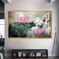 Lazy Day Cam tablo – Altın Çerçeveli Cam Tablo