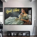 Good Vibes Cam tablo – Siyah Çerçeveli Cam Tablo