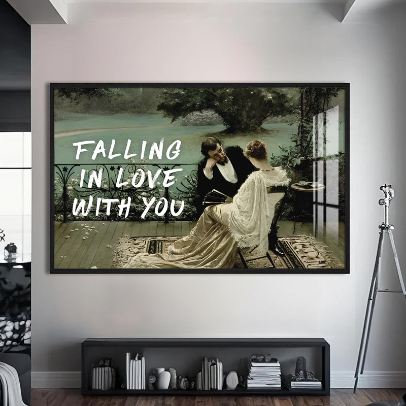 Falling in Love With You Cam tablo – Siyah Çerçeveli Cam Tablo