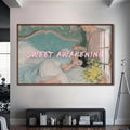 Sweet Awakening Cam tablo – Ceviz Çerçeveli Cam Tablo