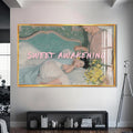 Sweet Awakening Cam tablo – Altın Çerçeveli Cam Tablo