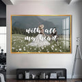 With All My Heart Cam tablo – Altın Çerçeveli Cam Tablo