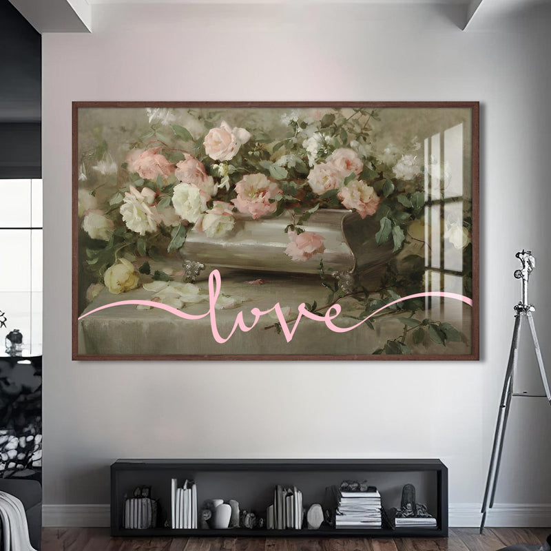 Love Cam tablo – Ceviz Çerçeveli Cam Tablo