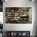 Let everything you do be done in love Cam tablo – Beyaz Çerçeveli Cam Tablo