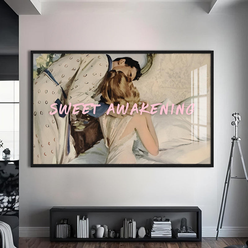 Sweet Awakening Cam tablo – Siyah Çerçeveli Cam Tablo