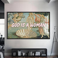 GOD IS A WOMAN Cam tablo – Siyah Çerçeveli Cam Tablo