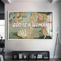 GOD IS A WOMAN Cam tablo – Beyaz Çerçeveli Cam Tablo
