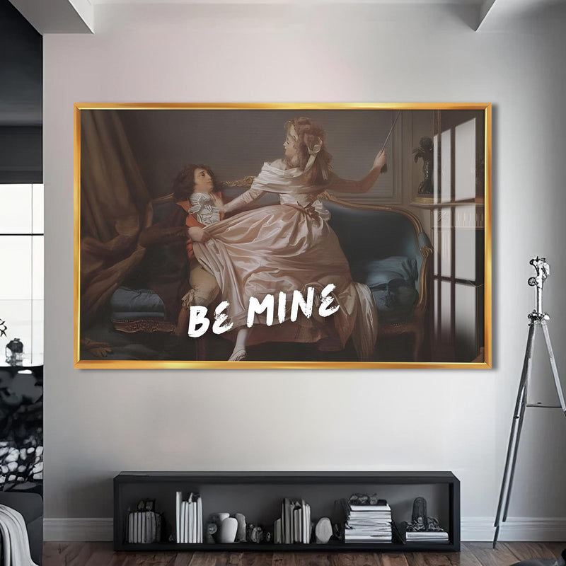 Be Mine Cam tablo – Altın Çerçeveli Cam Tablo