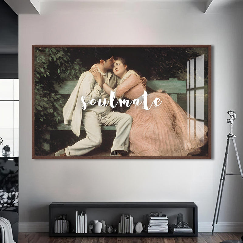Soulmate Cam tablo – Ceviz Çerçeveli Cam Tablo