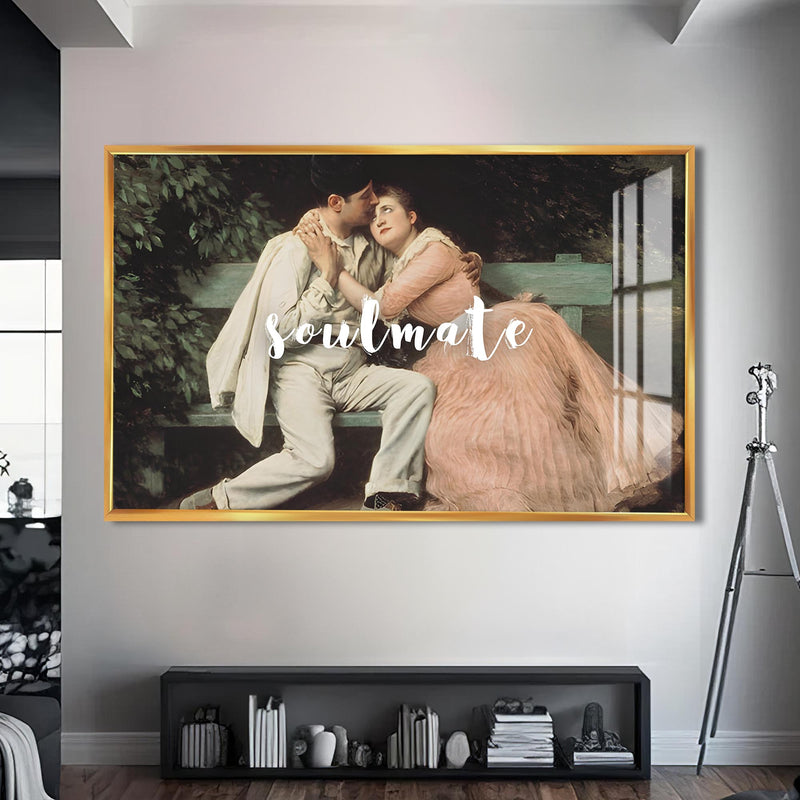Soulmate Cam tablo – Altın Çerçeveli Cam Tablo