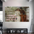 Live More, Laugh Often, Love Much Cam tablo – Beyaz Çerçeveli Cam Tablo