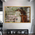 Live More, Laugh Often, Love Much Cam tablo – Altın Çerçeveli Cam Tablo