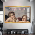 Stupid Cupid Cam tablo – Altın Çerçeveli Cam Tablo