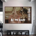 Be My Baby Cam tablo – Ceviz Çerçeveli Cam Tablo