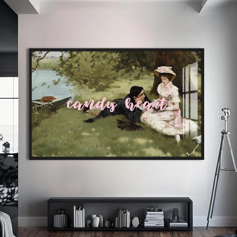 Candy Heart Cam tablo – Siyah Çerçeveli Cam Tablo
