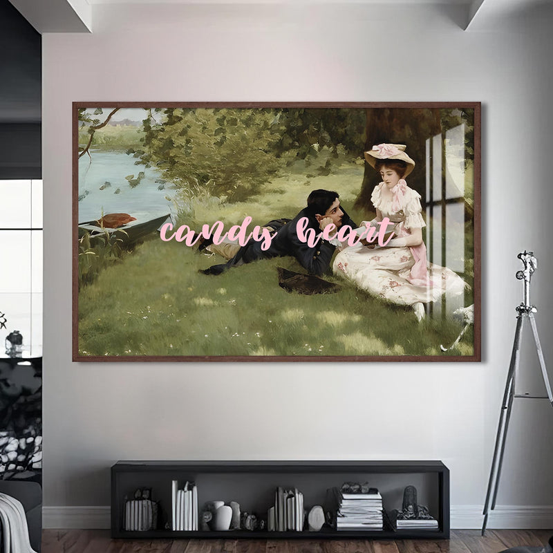 Candy Heart Cam tablo – Ceviz Çerçeveli Cam Tablo