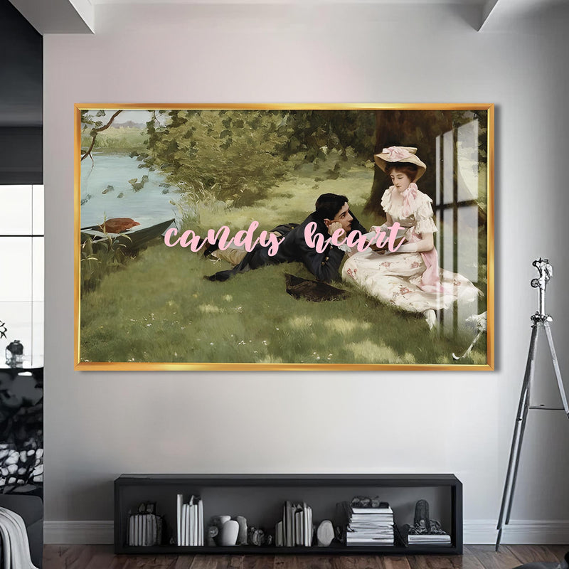 Candy Heart Cam tablo – Altın Çerçeveli Cam Tablo
