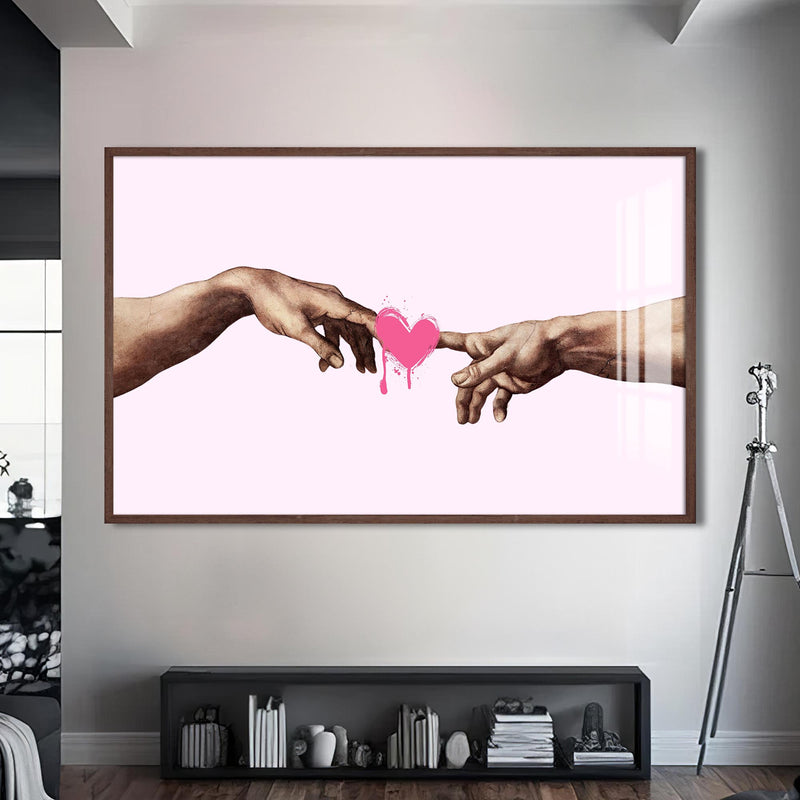 Touch of Love Cam tablo – Ceviz Çerçeveli Cam Tablo