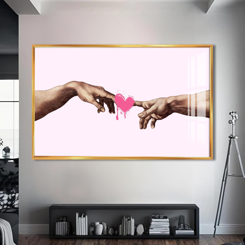 Touch of Love Cam tablo – Altın Çerçeveli Cam Tablo