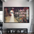 Anti Valentines Club Cam tablo – Siyah Çerçeveli Cam Tablo