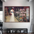 Anti Valentines Club Cam tablo – Ceviz Çerçeveli Cam Tablo