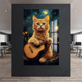 Müzisyen Kedi Cam Tablo – Cam Tablo