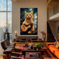 Müzisyen Kedi Cam Tablo – Cam Tablo